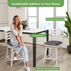 Costway Set Of 4 Swivel Bar Stools Bar Height Upholstered Faux Leather Dining Chairs -Costway GUEST e05c4229 cf31 411e 8d89 68905f800c56