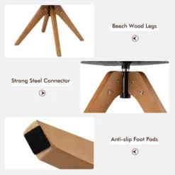 Costway Modern 360 Degree Swivel Accent Chair W/ Linen Fabric & High-density Sponge Yellow/Brown/White/Grey/Red -Costway GUEST e06a2368 f03d 4bf9 9541 439a7038e025