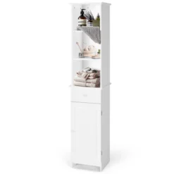 Costway Bathroom Tall Storage Cabinet Freestanding Linen Tower W/ Open Shelves & Drawer 19 Costway Bathroom Tall Storage Cabinet Freestanding Linen Tower W/ Open Shelves & Drawer -Costway GUEST e070bd07 30bb 4fc7 b6df 958601ac249a
