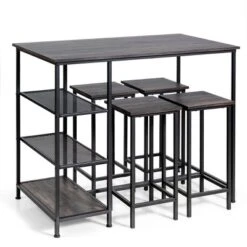 Costway 5 Piece Counter Dining Table Set Bar Pub Table Set Metal Frame Black -Costway GUEST e08cd648 5e85 4176 adc1 479e4285a3dc