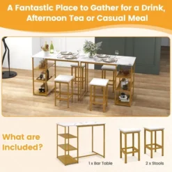 Costway 3PCS Bar Table Set Kitchen Counter Height Table 2 Stools Space Saving With Storage 19 Costway 3PCS Bar Table Set Kitchen Counter Height Table 2 Stools Space Saving With Storage -Costway GUEST e099e95d 55ed 4b03 8869 10bfb993672d