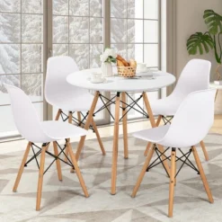 Costway Dining Table Round White Modern Dining Table 31.5'' W/Solid Wooden Leg For Kitchen -Costway GUEST e0b14cf3 1223 4f46 b457 3552a3dc9953