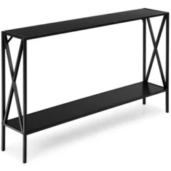 Costway 2 Tier Console Table Narrow Accent Side Entryway Table Metal Frame Black -Costway GUEST e13ef44b d890 4d55 a5eb c602cb6fefa1