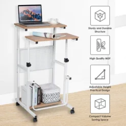 Costway Height Adjustable Computer Standing Desk W/wheels & Footrest -Costway GUEST e14e6777 a8dc 410b 8793 e605ef525f22