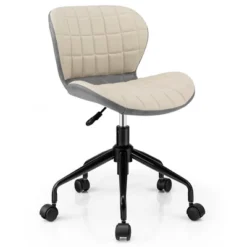 Costway Mid Back Home Office Chair Adjustable Swivel Linen & PU Leather Task Chair -Costway GUEST e155166b f7d9 4b92 a0a3 501adef13f8a