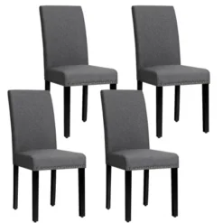 Costway Set Of 4 Fabric Dining Chairs W/Nailhead Trim -Costway GUEST e189114a e289 4842 8736 c2fea2b1314e
