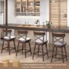 Costway Set Of 4 Wooden Swivel Bar Stools Upholstered Counter Height Dining Chairs