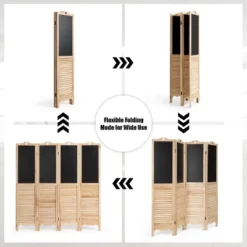 Costway 4-Panel Folding Divider Screen W/Chalkboard 5.7Ft Tall Natural -Costway GUEST e1dcc01f 76fd 42c0 81f4 1e1ca726b7ca