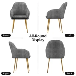 Costway Set Of 2 Velvet Dining Chairs Mid-Back Leisure Armchair W/ Gold Leg PinkGray -Costway GUEST e203c3f2 7656 4d3f 990f edf66d25144f