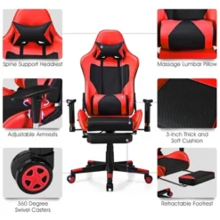 Costway Gaming Chair Massage Reclining Racing Office Computer Chair With Footrest Red -Costway GUEST e21e30d8 5d4c 4e83 8ed7 21c348397132