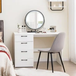 Costway Computer Desk Study Writing Workstation Vanity Table Home Office W/ 4 Drawers -Costway GUEST e226569f 228e 4104 9e3e 4da6ea04249f