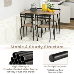 Costway 5PCS Dining Table Set 4 Chairs Wood & Metal Frame Space-saving Kitchen Furniture 17 Costway 5PCS Dining Table Set 4 Chairs Wood & Metal Frame Space-saving Kitchen Furniture -Costway GUEST e25c0aef 94d8 4de3 b1cf c9be730cc1a9