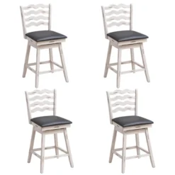 Costway Set Of 4 Swivel Bar Stools Bar Height Upholstered Faux Leather Dining Chairs -Costway GUEST e2611ae1 a818 4c33 9104 e61e43e72ac7