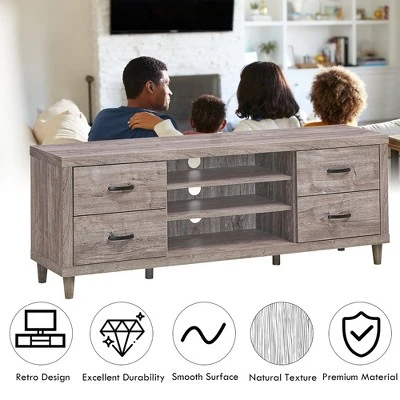 Costway TV Stand Entertainment Center Hold Up To 65'' TV With Storage Shelves & 4 Drawers 9 Costway TV Stand Entertainment Center Hold Up To 65'' TV With Storage Shelves & 4 Drawers - Image 7