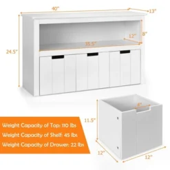 Costway Kid Toy Storage Cabinet 3 Drawer Chest W/Wheels Large Storage Cube Shelf -Costway GUEST e287dda0 f6fc 400e 8362 bec3b8a02b3e
