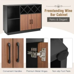 Costway Industrial Wine Bar Cabinet Sideboard Buffet With Glass Holder & Adjustable Shelf -Costway GUEST e2b20894 1aeb 4f04 8d3c 9bd03ce5bcba