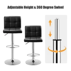 Costway Set Of 2 Bar Stools PU Leather Adjustable Barstool Swivel Pub Chairs Black Full Back -Costway GUEST e2b4bbc9 a4c7 4f36 9eb4 06f98a5cfdbc