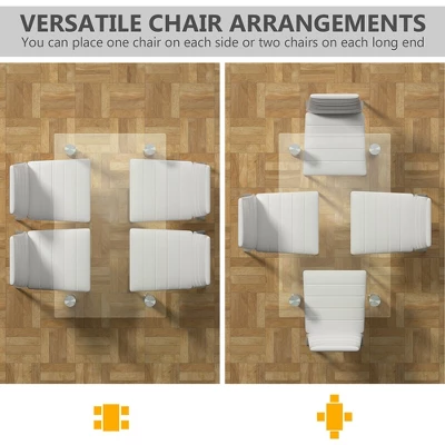 Costway 5 Piece Dining Set Table 29.6'' And 4 Chairs Glass Metal Kitchen Breakfast Furniture White 6 Costway 5 Piece Dining Set Table 29.6'' And 4 Chairs Glass Metal Kitchen Breakfast Furniture White - Image 4