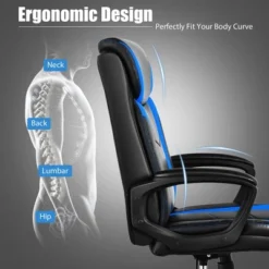 Costway Office Chair Computer Desk Chair Swivel Gaming PU Leather W/Padded Armrest WhiteBlueRed -Costway GUEST e2b923cb 556a 45a9 9f65 ba78e7b930e9