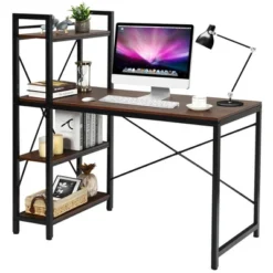 Costway 47.5'' Compact Computer Desk With 4-Tier Storage Bookshelves For Home Office -Costway GUEST e2d3c891 8464 464c 8fc1 e5e6e34ff8f5
