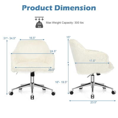 Costway Synthetic Swivel Office Chair Adjustable Task Chair Fluffy Vanity Chair 3 Costway Synthetic Swivel Office Chair Adjustable Task Chair Fluffy Vanity Chair