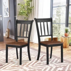 Costway Set Of 2 Wood Dining Chair High Back Kitchen Whitesburg Side Chair BlackWhite -Costway GUEST e30ce788 11c3 4eee a1a7 5c839e9822fc