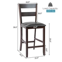 Costway 2-Pieces Bar Stools Counter Height Chairs W/ PU Leather Seat Espresso -Costway GUEST e3192ae3 791a 420d add9 7cf177720b1c