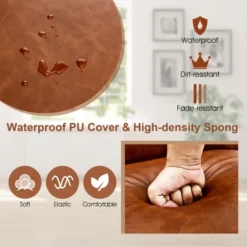 Costway Modern Accent Chair Arm Chair PU Leather W/Rubber Wood Armrest For Living Room -Costway GUEST e331b8e2 ebe2 4201 9068 4a53c519987e