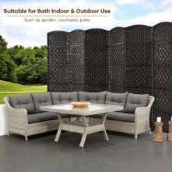 Costway 6-Panel Room Divider 6Ft Weave Fiber Folding Privacy Screen BrownBlack -Costway GUEST e3763a73 4cdf 477d 9727 d5275f41b392
