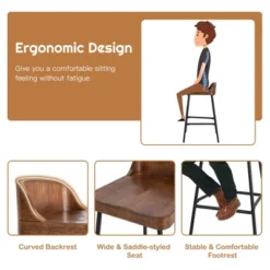 Costway Industrial 24.5'' Bar Stool Counter Height Saddle Seat Kitchen Stool W/ Low Back -Costway GUEST e3e8db14 e0dd 4725 a47a 32a055297ad6