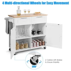 Costway Rolling Kitchen Cart Island Heavy Duty Storage Trolley Cabinet Utility White -Costway GUEST e4071d8c a9f7 4be9 8d77 b33124da3577