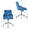 Costway Blue Velvet Office Chair Tufted Upholstered Swivel Computer Desk Chair Nailed Trim