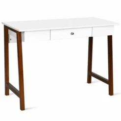 Costway Computer Desk Laptop PC Writing Table Makeup Vanity Table W/Drawer And Wood Legs -Costway GUEST e44175c3 8225 4dbd 865b c8ed830c970a
