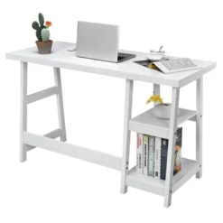 Costway Trestle Computer Desk Home Office Workstation W/Removable Shelves Vintage BlueWhite -Costway GUEST e44e9cc4 7c82 4ca1 a132 8fbb11ebacb1