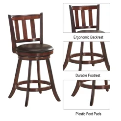 Costway Set Of 2 25'' Swivel Bar Stool Leather Padded Dining Kitchen Pub Bistro Chair High Back -Costway GUEST e476bfce 4dee 4b9a bd38 0180ea9b872c
