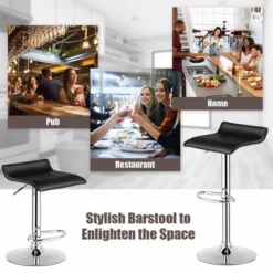 Costway Set Of 4 Swivel Bar Stool PU Leather Adjustable Kitchen Counter Bar Chairs Black -Costway GUEST e481ba86 db03 4e76 b2ad ad80420df5bc