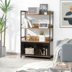 Costway 3-Tier Baker's Rack Industrial Kitchen Microwave Oven Stand W/Storage Cabinet -Costway GUEST e4d222b2 353b 4a43 9c21 600afccb22e9