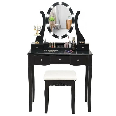 Costway Vanity Table Set W/10 Light Bulbs And Touch Switch Makeup Dressing Table 11 Costway Vanity Table Set W/10 Light Bulbs And Touch Switch Makeup Dressing Table - Image 9