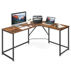 Costway 58''x 47'' L Shaped Corner Computer Desk Home Office Workstation BrownBlack -Costway GUEST e571f2bd f1f6 4c3e b90c a04f95644380