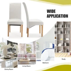 Set Of 4 Dining Chairs Upholstered Padded Side Chairs W/ Rubber Wood Legs BlackBeige -Costway GUEST e579add9 0701 4642 ad0e d0b7b37f77c5