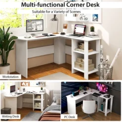 Costway L-shaped Corner Computer Desk Home Office Writing Workstation With Storage Shelves -Costway GUEST e593968a 6f8d 43ca 804c 631667989cf9