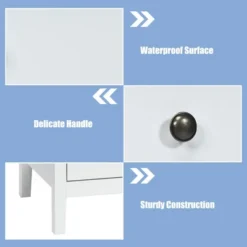 Costway Nightstand Beside End Side Table Accent Table Organizer W/3 Drawers White -Costway GUEST e5b45f44 a733 459d b782 14178aa1fc4a