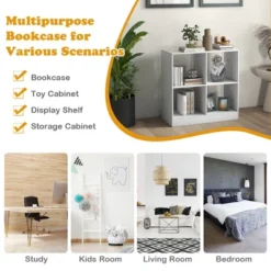 Costway Kids Toy Storage Organizer 4-Cube Wooden Display Bookcase With Anti-toppling Device -Costway GUEST e5ca8d36 123b 4014 8d35 fc84a3c0ff3d