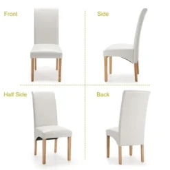 Set Of 2 Dining Chairs Upholstered Padded Side Chairs W/ Rubber Wood Legs BlackBeige -Costway GUEST e5e72ed2 ea8c 43fa a775 f1bb5949a8f2