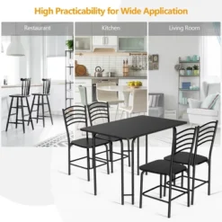 Costway 5 Piece Dining Set Home Kitchen Table 29.5'' And 4 Chairs With Metal Legs Modern Black -Costway GUEST e6803c19 9a2a 4eb4 ba9e 387e87b18dea