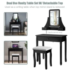 Costway Square Mirror Dressing Table Set Makeup Vanity For Bedroom, Living Room White/Black -Costway GUEST e6858908 284e 4612 ae7b 448644fea28b