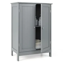 Costway Bathroom Floor Cabinet Wooden Floor Storage Cabinet Living Room Modern Grey -Costway GUEST e68ae4b1 6dbe 43d5 841c b12312f94fb3