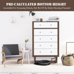 Costway 5 Drawer Dresser Wood Chest Of Drawers Storage Freestanding Cabinet Organizer -Costway GUEST e6dea31d 8fb5 4936 8dfd 2354f9af2bef