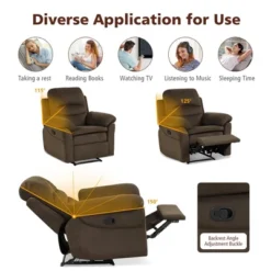 Costway Recliner Chair Single Sofa Armchair Sleeper Lounger W/ Footrest GreyBrown -Costway GUEST e6f03555 e1ab 4233 8899 d8f2ef22a2b5