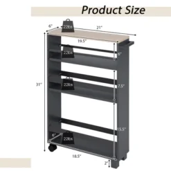 Costway 4-Tier Slim Kitchen Storage Cart Narrow Slide Out Trolley Adjustable Shelf WhiteGrey -Costway GUEST e72d7246 2e10 4ce4 9b76 ea8e5491cd28